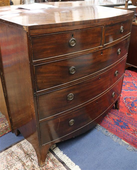 A bowfronted chest of two short and three long drawers W.105cm